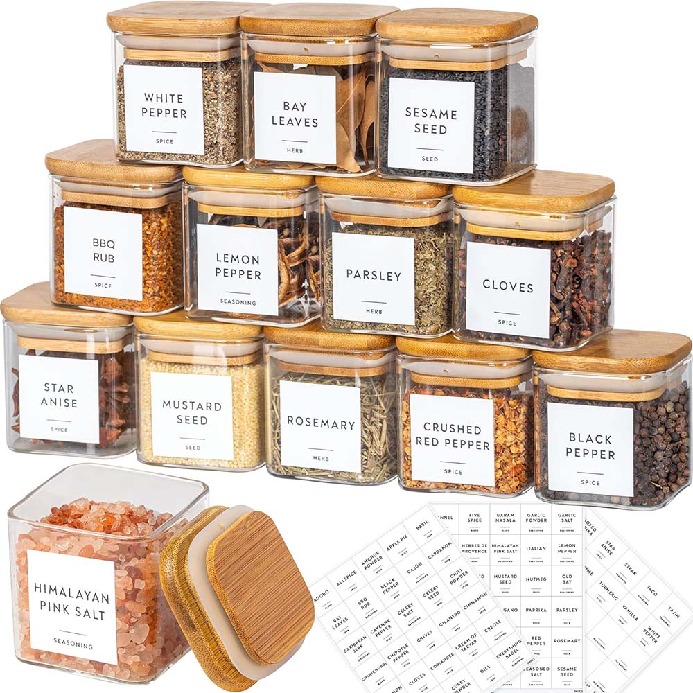 Food Storage Jar Labels - Juego de frascos de vidrio de