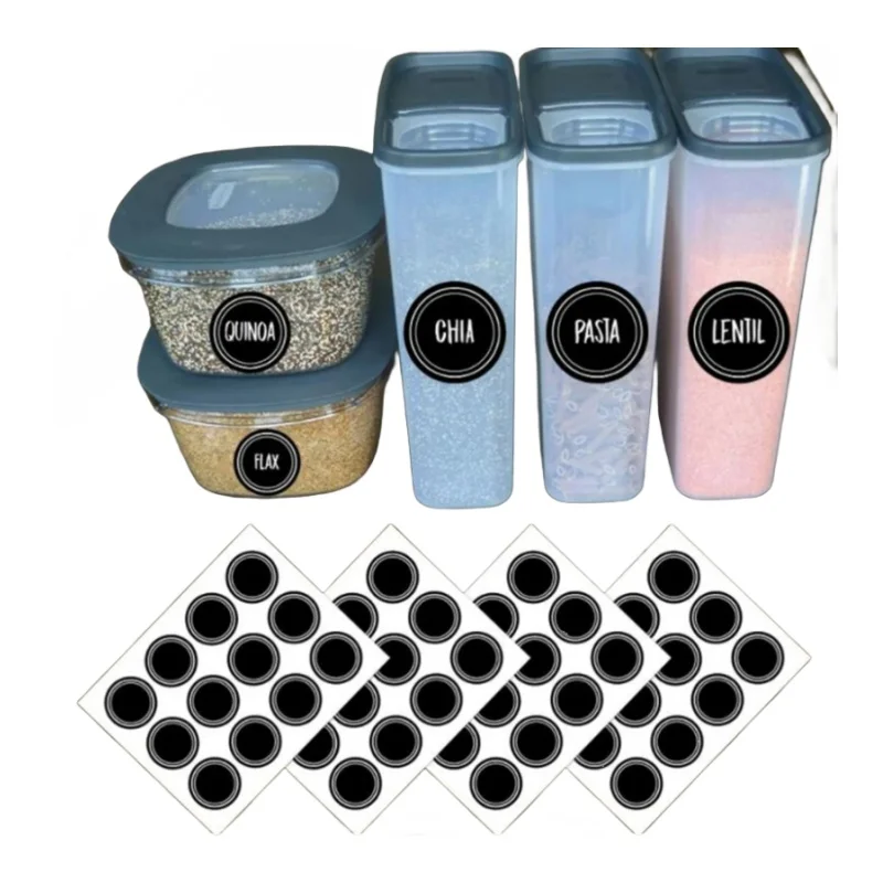 Food Storage Jar Labels - Etiquetas Adhesivas Redondas Reutilizables a Prueba
