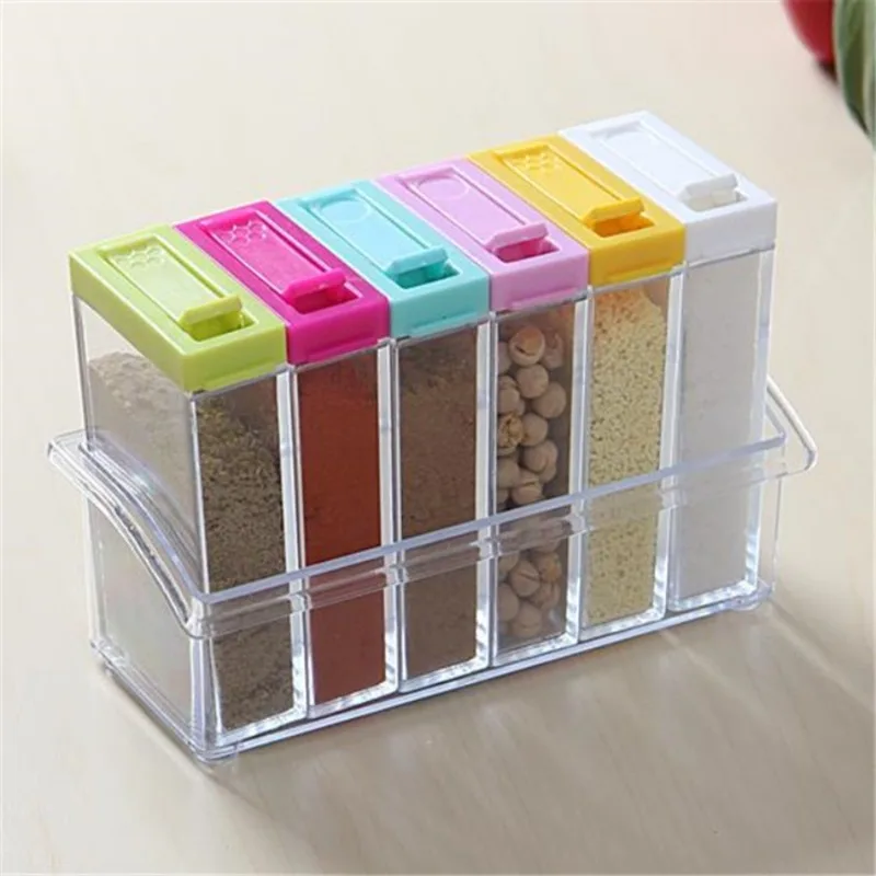 Food Storage For Room - Caja de condimentos transparente de seis