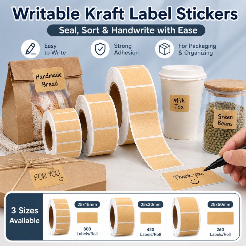 Food Storage Jar Labels - Etiquetas Adhesivas de Papel Kraft en