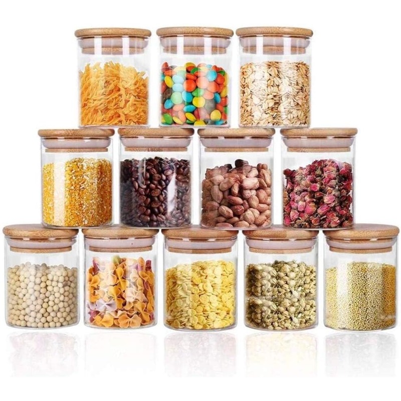 Food Storage Jar Labels - Juego de 12 tarros de vidrio