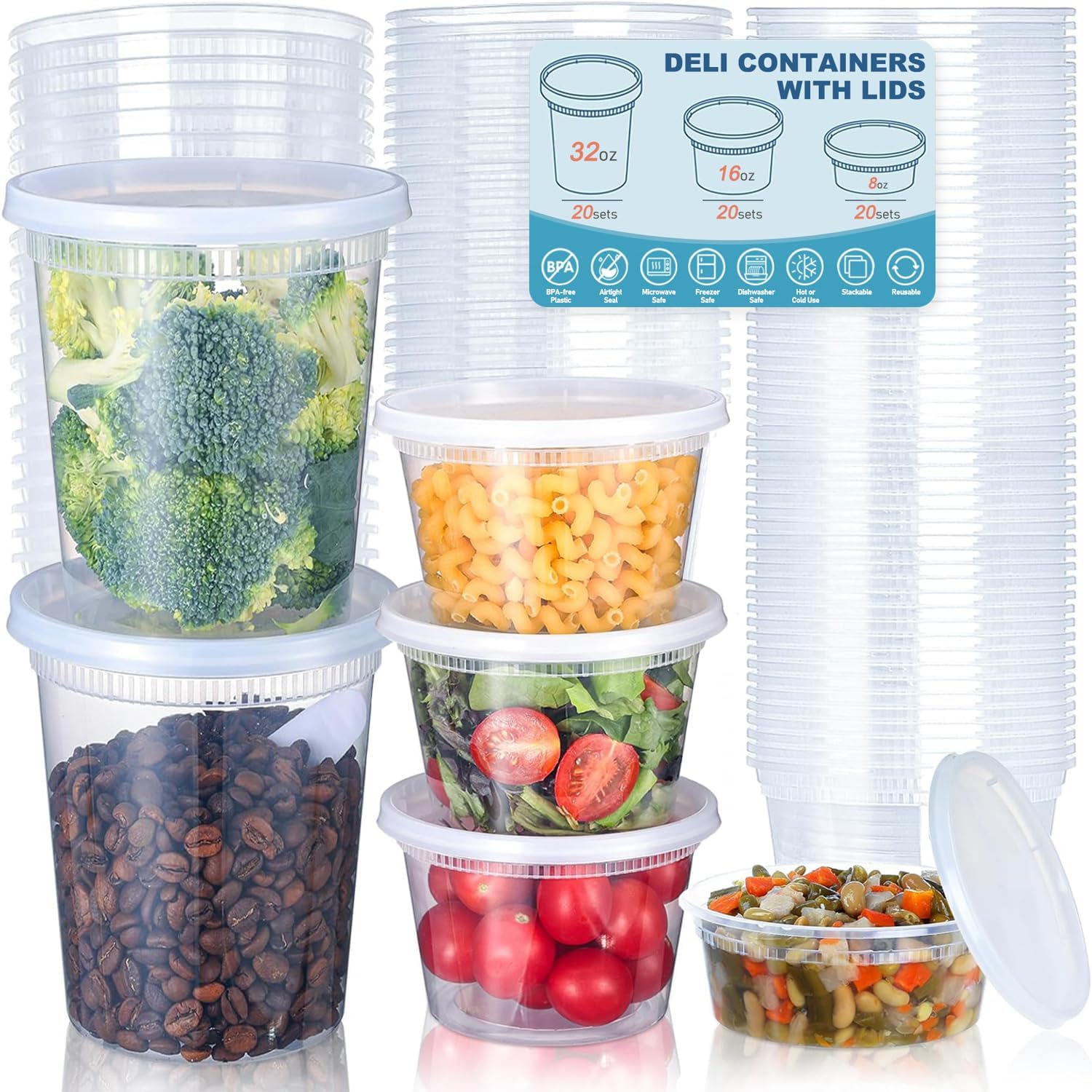 Food Storage Ideas - 24 Uds. Contenedores de almacenamiento de