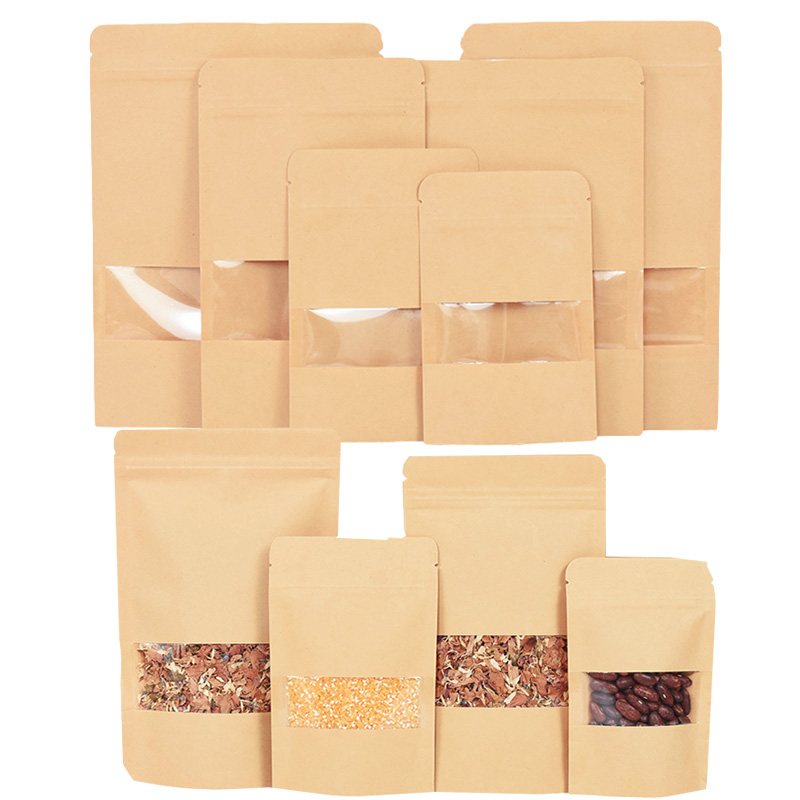 Food Storage Zip Bags - Bolsas de papel Kraft con cierre