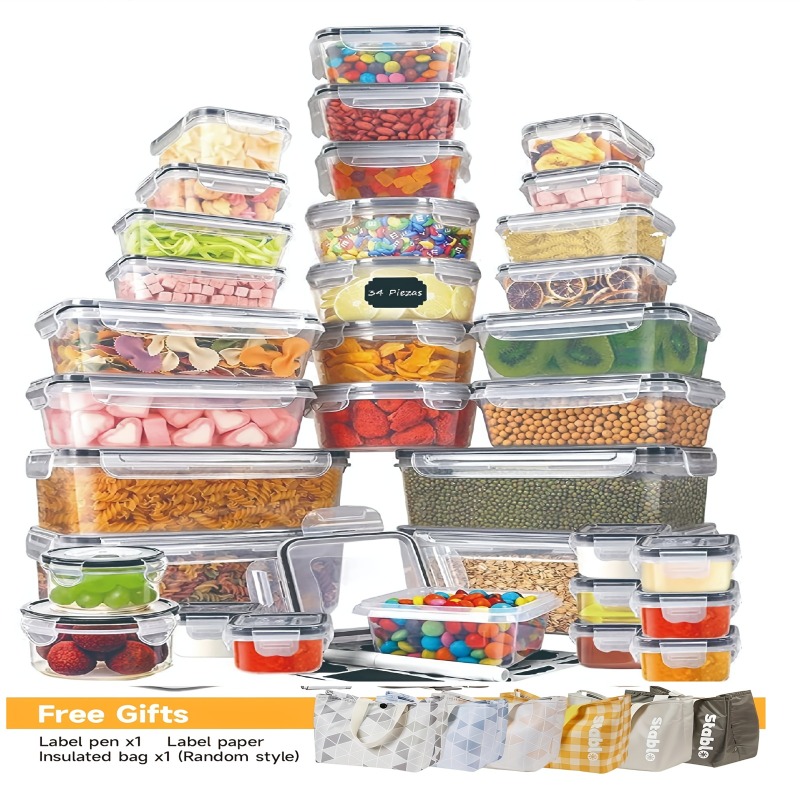 Food Storage Label - Juego de 48 Recipientes para Almacenamiento