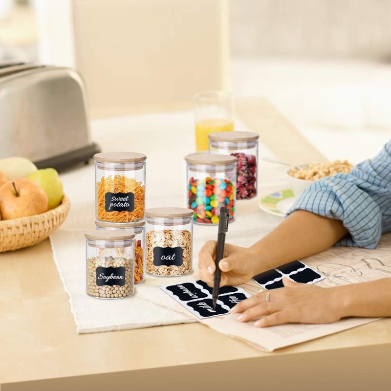 Juego de 12 tarros de vidrio c - Food Storage Jar Labels reseña y precio