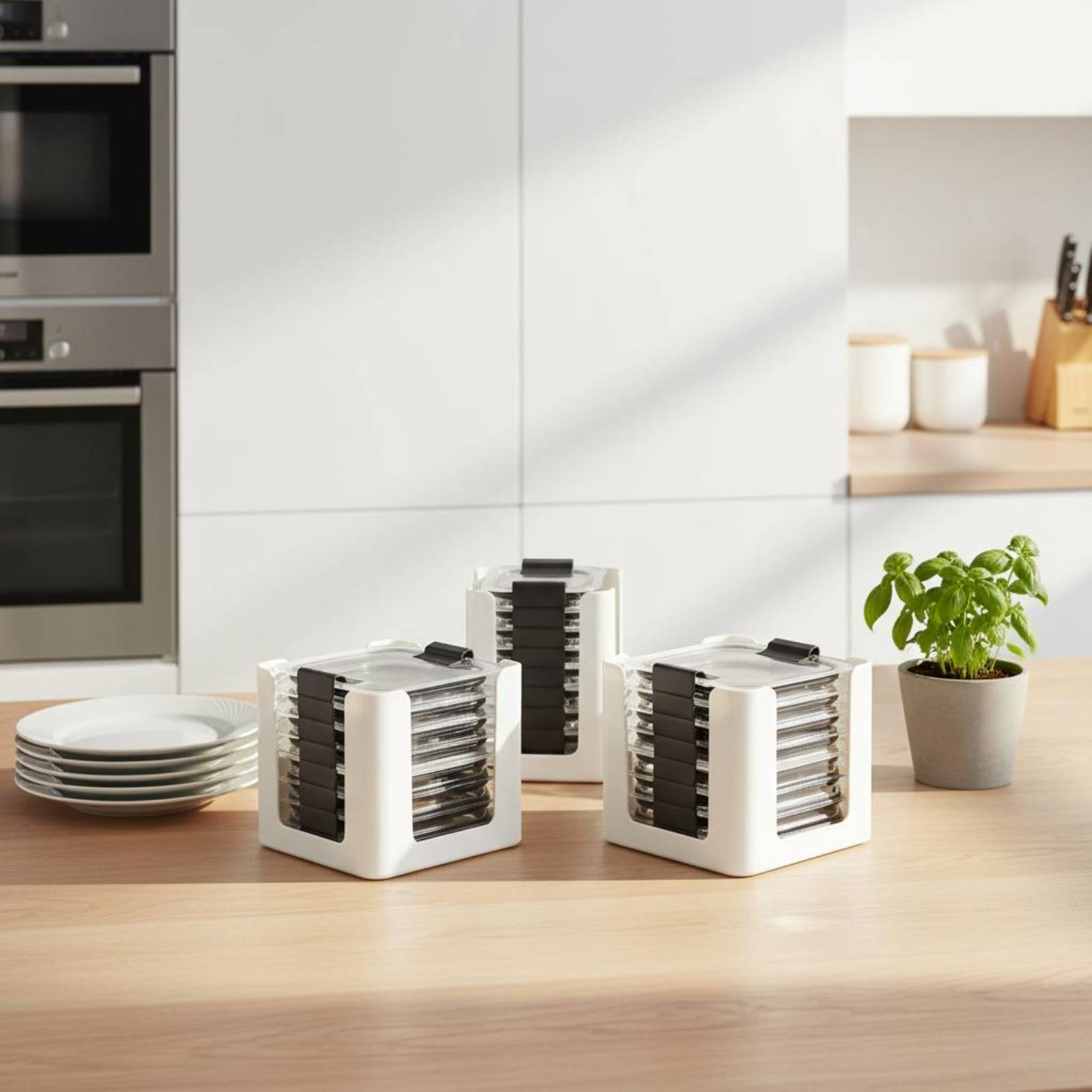 Organizador de tapas de recipi - Food Storage Cabinet For Kitchen reseña y precio